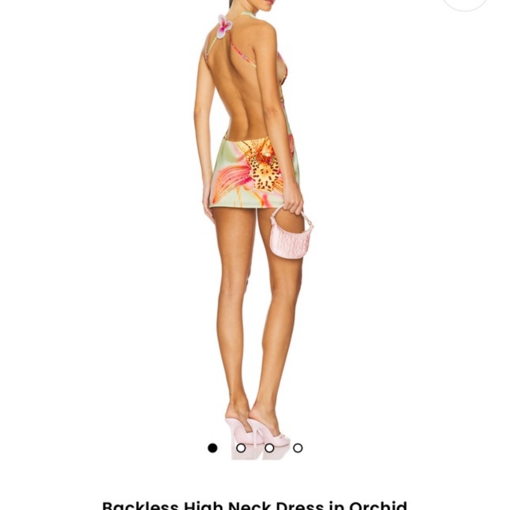 Jaded London Backless Dress in Pink and Green
